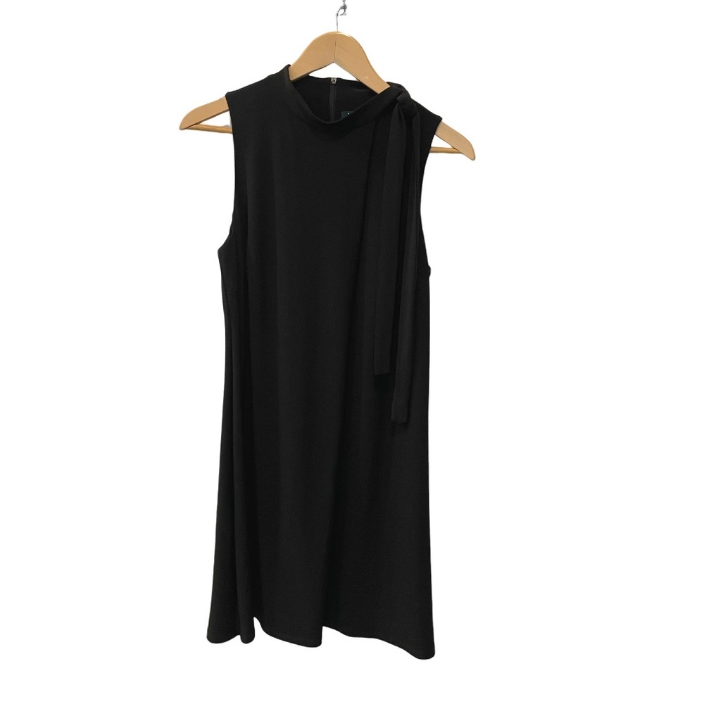 Lauren Ralph Lauren Black Sleeveless Midi Dress with Neck Tie
